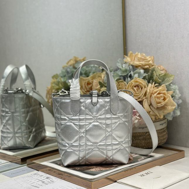 DIOR 26S TOUJOURS BAG 18 IN SILVER CALFSKIN
