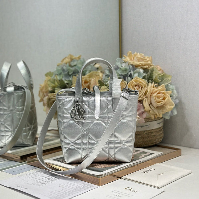 DIOR 26S TOUJOURS BAG 18 IN SILVER CALFSKIN