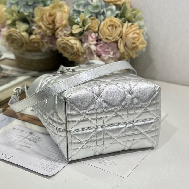 DIOR 26S TOUJOURS BAG 23 IN SILVER CALFSKIN