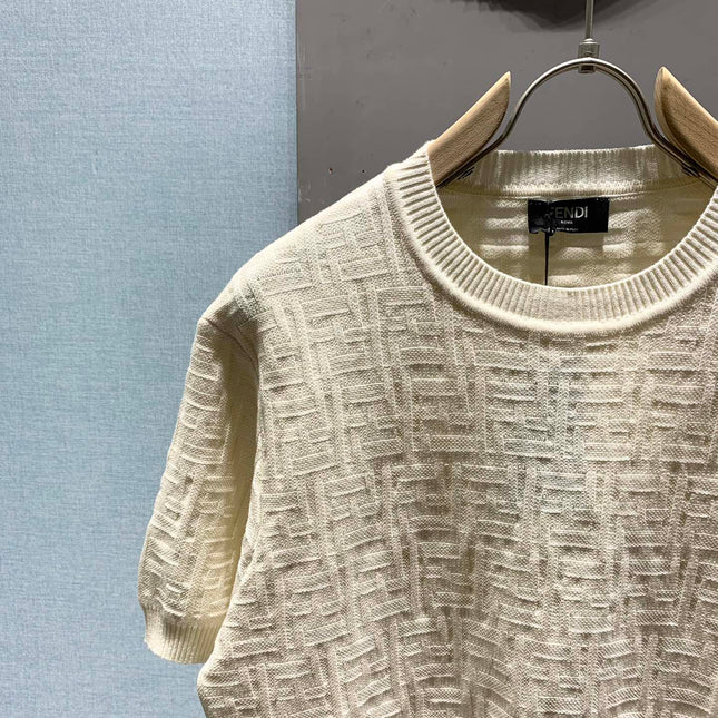 FENDI 26S SHORT-SLEEVE KNIT TOP 354