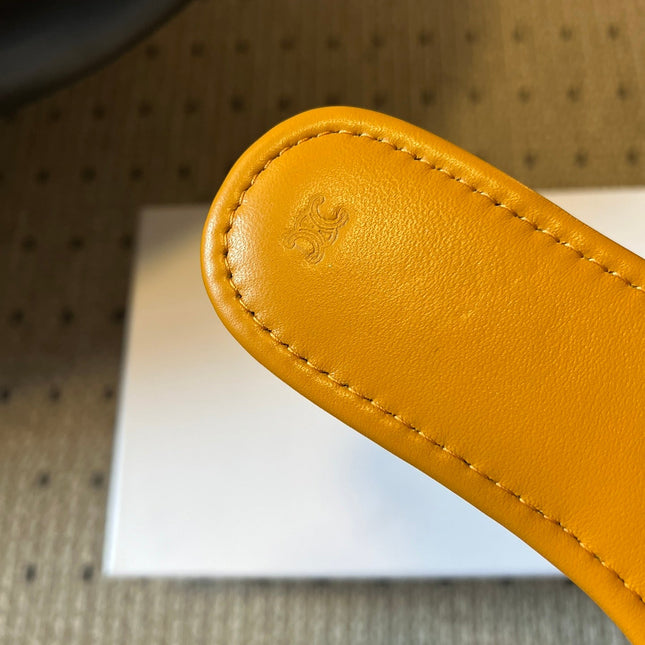CELINE 26S FLAT SLIDES IN HONEY YELLOW LAMBSKIN