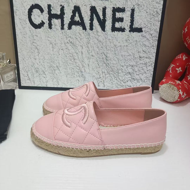 CHANEL 26S ESPADRILLE LOAFERS IN PINK CALFSKIN WITH ROPE SOLE