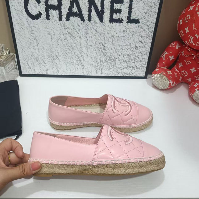 CHANEL 26S ESPADRILLE LOAFERS IN PINK CALFSKIN WITH ROPE SOLE
