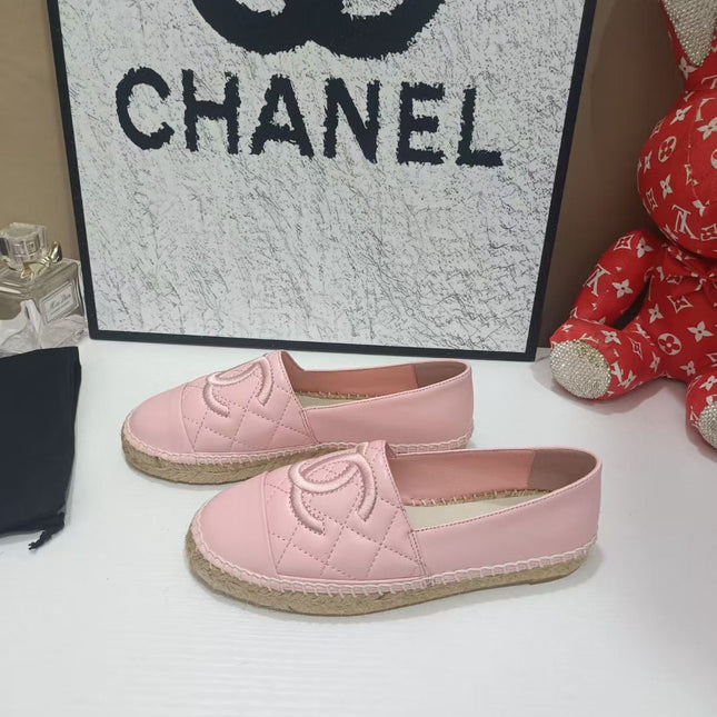 CHANEL 26S ESPADRILLE LOAFERS IN PINK CALFSKIN WITH ROPE SOLE
