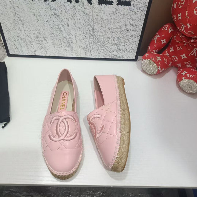 CHANEL 26S ESPADRILLE LOAFERS IN PINK CALFSKIN WITH ROPE SOLE