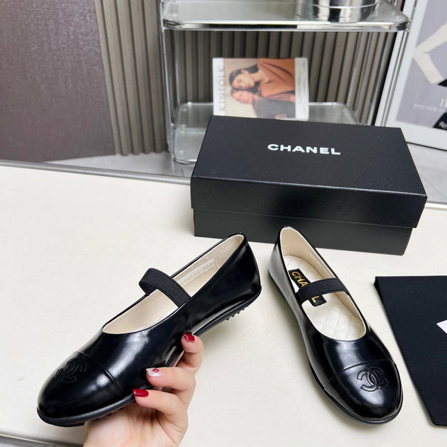 CHANEL 26S MARY JANE FLATS IN BLACK CALFSKIN