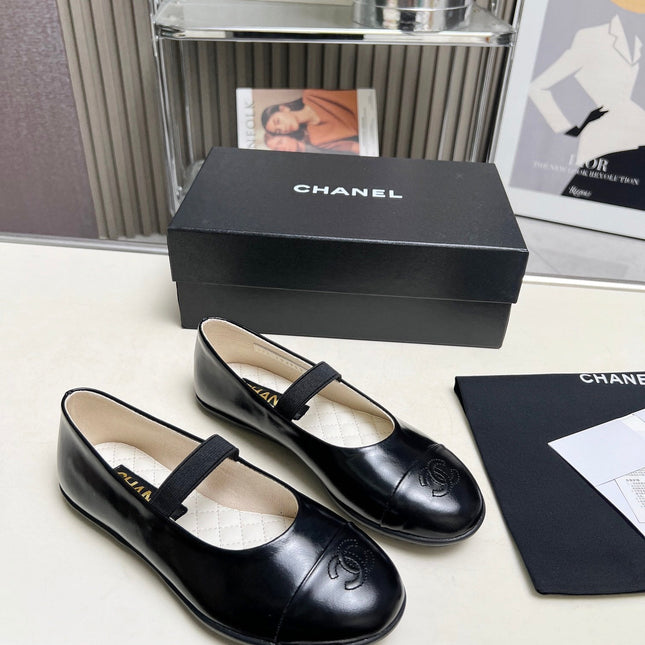CHANEL 26S MARY JANE FLATS IN BLACK CALFSKIN