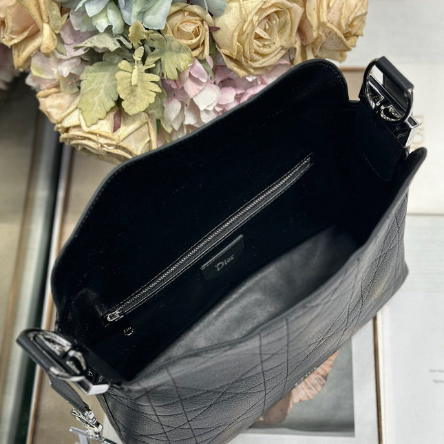 DIOR 26S DIORLY BAG 28 IN BLACK CALFSKIN