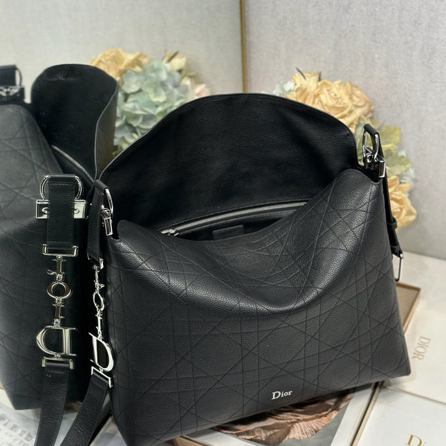 DIOR 26S  DIORLY BAG 39 IN BLACK CALFSKIN