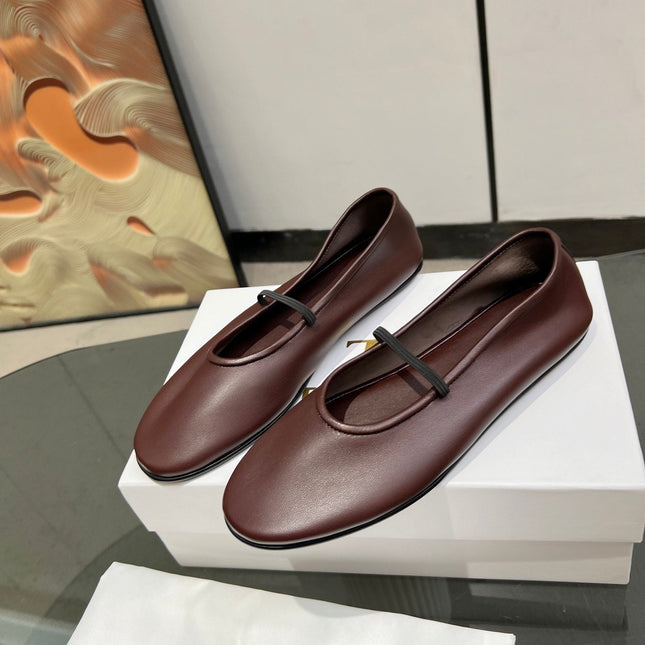 THE ROW 26S BALLET FLATS IN DARK BROWN CALFSKIN