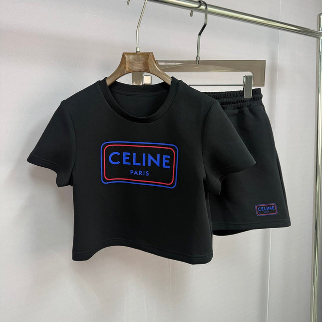 CELINE 26S SHORT SLEEVE TOP AND SHORTS SET 121