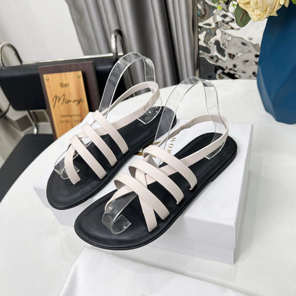 THE ROW 26S MINIMAL STRAPPY FLAT SANDALS IN WHITE CALFSKIN