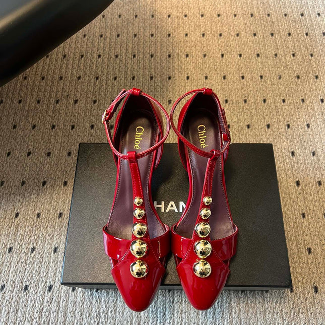 CHLOE 26S HIGH HEELS IN DARK RED PATENT CALFSKIN