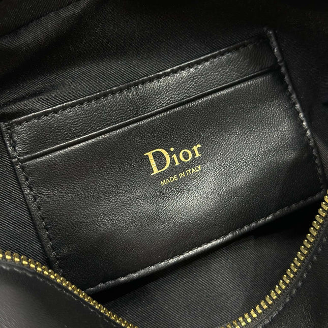 DIOR 26S BOW POUCH BAG 20 IN BLACK LAMBSKIN