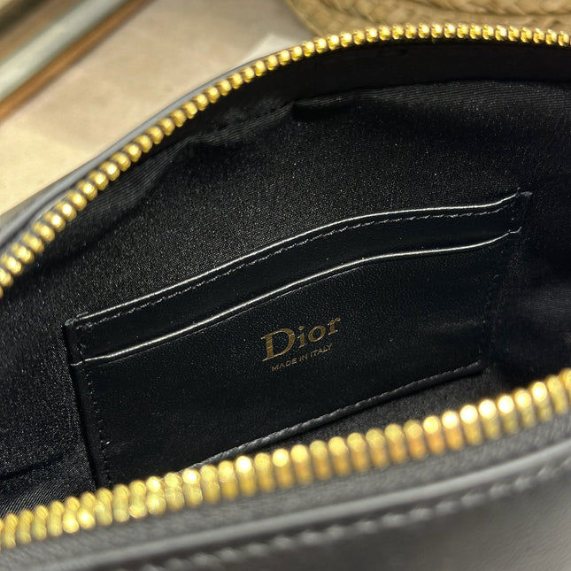 DIOR 26S BOW POUCH BAG 20 IN BLACK LAMBSKIN
