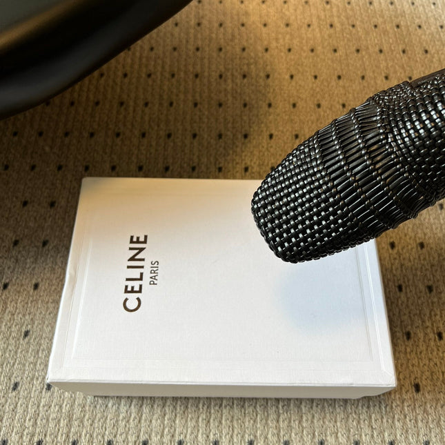 CELINE 26S LOAFERS IN BLACK WOVEN LAMBSKIN