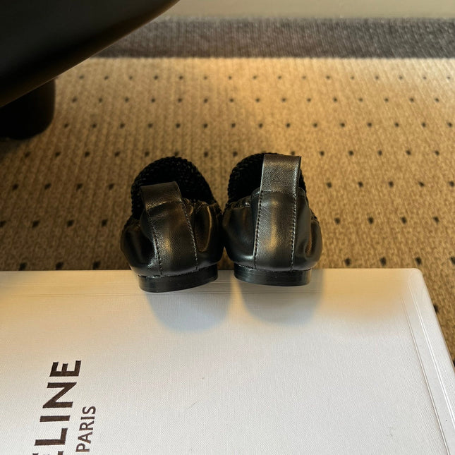 CELINE 26S LOAFERS IN BLACK WOVEN LAMBSKIN