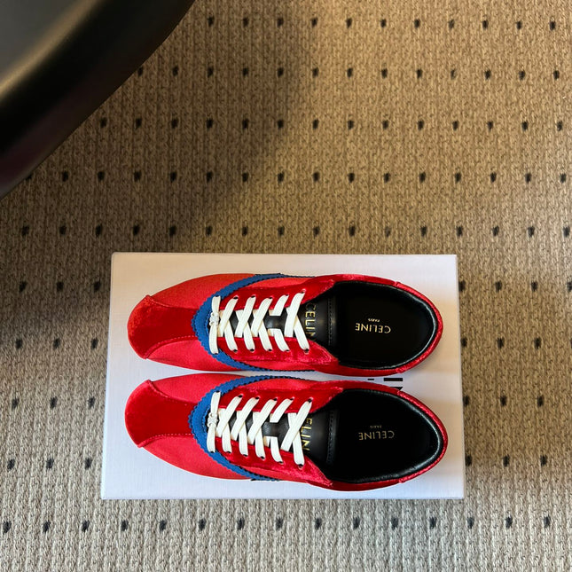 CELINE 26S SNEAKERS IN RED VELVET
