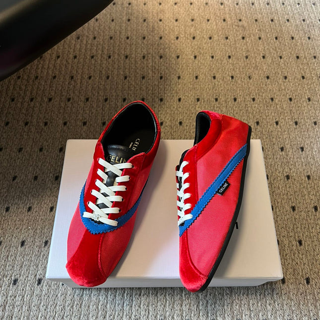 CELINE 26S SNEAKERS IN RED VELVET
