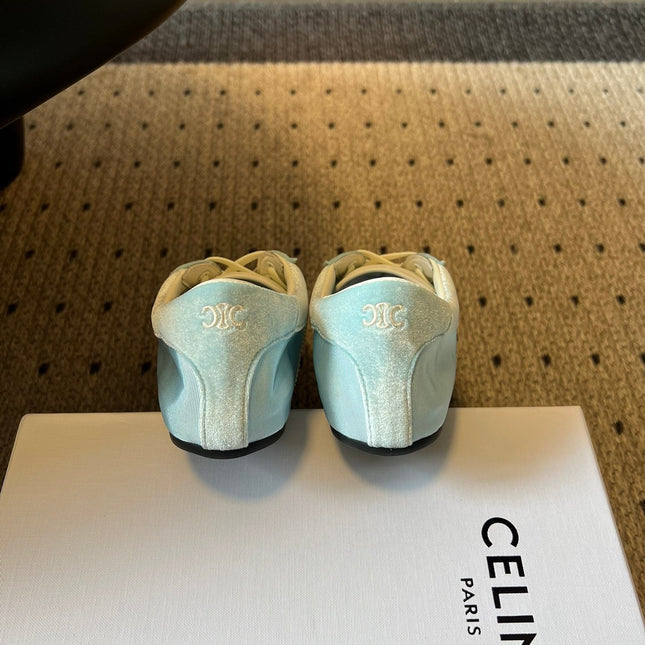 CELINE 26S SNEAKERS IN PASTEL BLUE VELVET