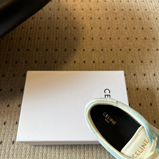 CELINE 26S SNEAKERS IN PASTEL BLUE VELVET