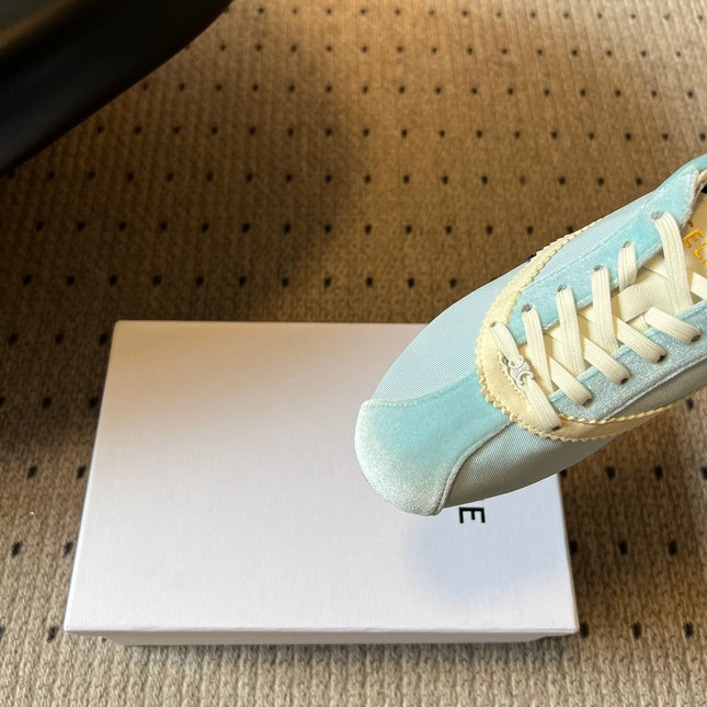 CELINE 26S SNEAKERS IN PASTEL BLUE VELVET