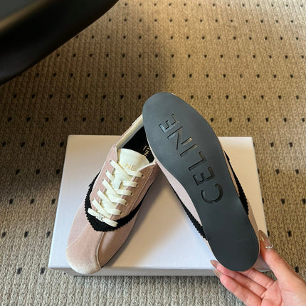 CELINE 26S SNEAKERS IN LIGHT PINK VELVET