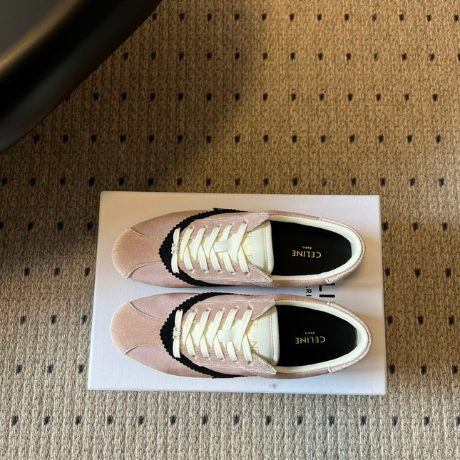 CELINE 26S SNEAKERS IN LIGHT PINK VELVET