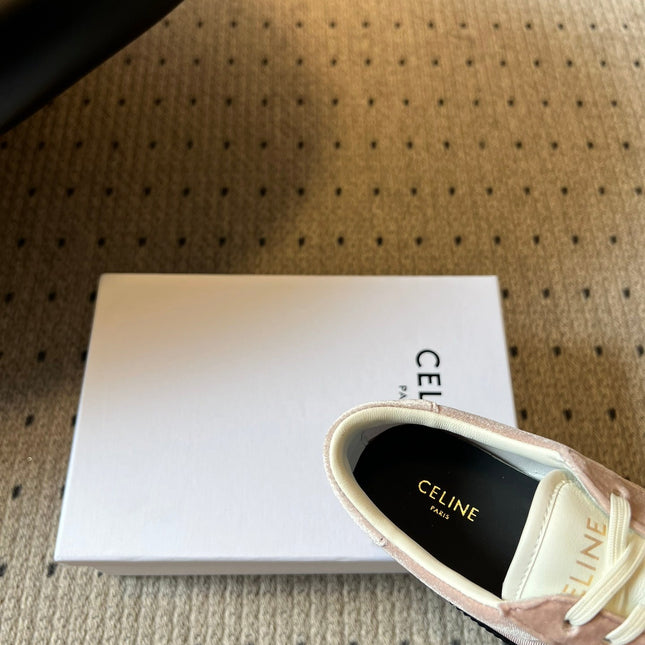 CELINE 26S SNEAKERS IN LIGHT PINK VELVET