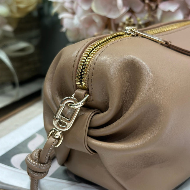 DIOR 26S BOW POUCH BAG 20 IN BROWN LAMBSKIN
