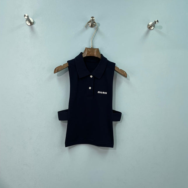 MIUMIU 26S SLEEVELESS POLO TOP STYLE 1087