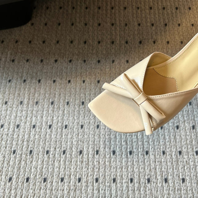 DIOR 26S OBLIQUE BOW MULE IN BEIGE CALFSKIN
