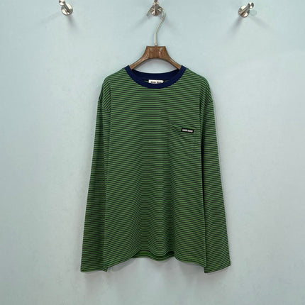 MIUMIU 26S LONG-SLEEVE STRIPED T-SHIRT 1396