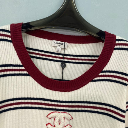 CHANEL 26S LONG SLEEVE STRIPED KNIT SWEATER 1571