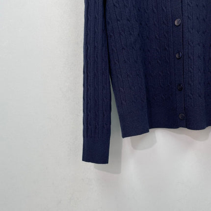 MIUMIU 26S SHIRT-COLLAR CABLE-KNIT CARDIGAN 1392