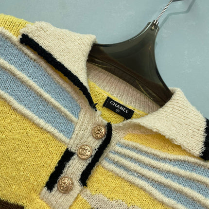 CHANEL 26S SHORT SLEEVE POLO KNIT SWEATER 1532