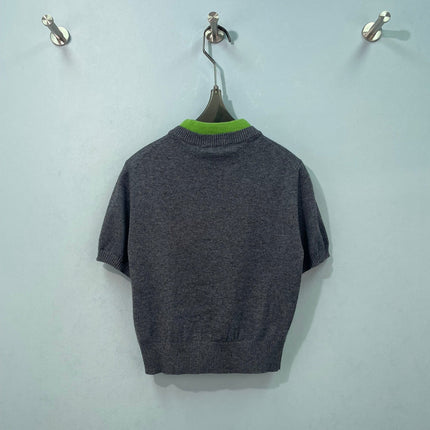 MIUMIU 26S V-NECK SHORT-SLEEVE KNIT TOP 1412
