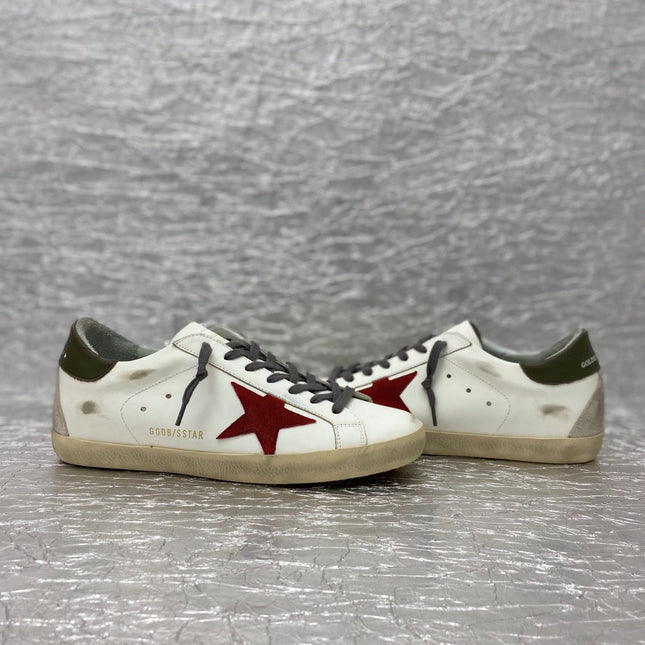 GOLDEN GOOSE BALL RED STAR SNEAKERS IN WHITE CALFSKIN