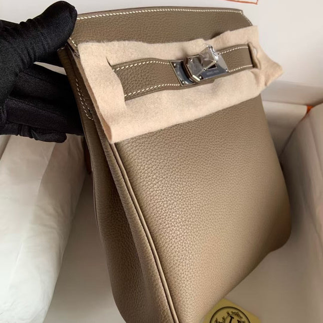 HAC À DOS PM BACKPACK IN BROWN TOGO CALFSKIN