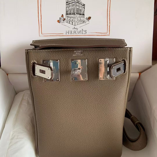 HAC À DOS PM BACKPACK IN BROWN TOGO CALFSKIN