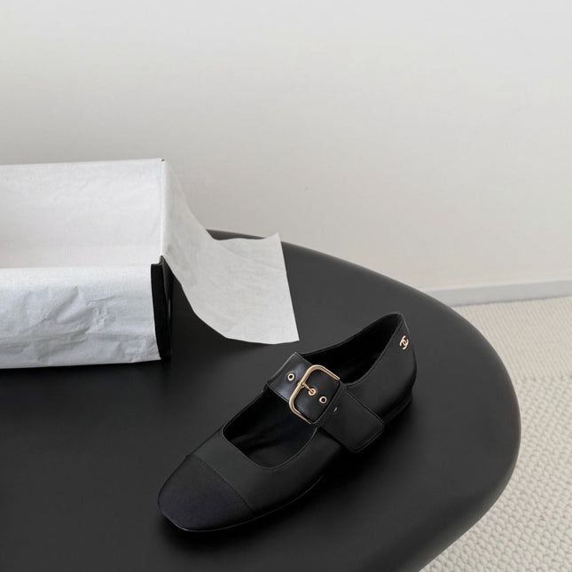 CHANEL 26S MARY JANE FLATS IN BLACK CALFSKIN