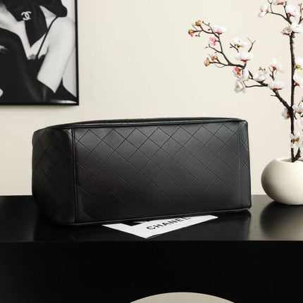 CHANEL 26S QUILTED TOTE BAG IN BLACK CALFSKIN