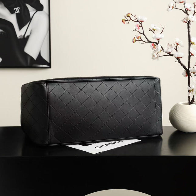 CHANEL 26S QUILTED TOTE BAG IN BLACK CALFSKIN