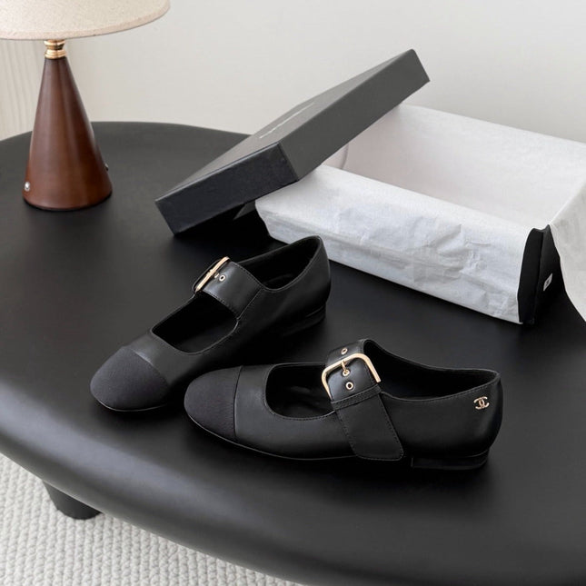 CHANEL 26S MARY JANE FLATS IN BLACK CALFSKIN
