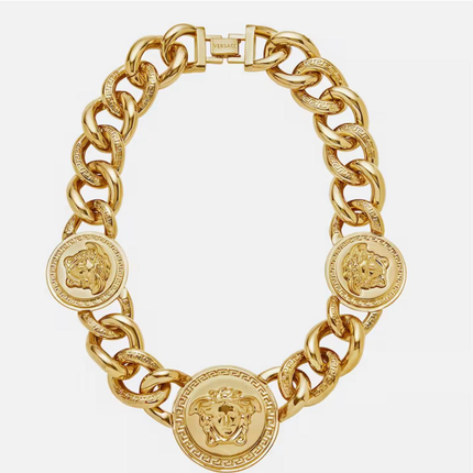 VERSACE 26S MEDUSA MEDALLION CHAIN NECKLACE IN GOLD METAL