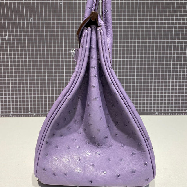 HM BIRKIN 30CM PURPLE OSTRICH LEATHER SILVER HARDWARE