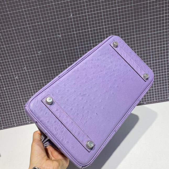 HM BIRKIN 30CM PURPLE OSTRICH LEATHER SILVER HARDWARE