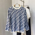 CD Oblique Sweater White Blue Wool