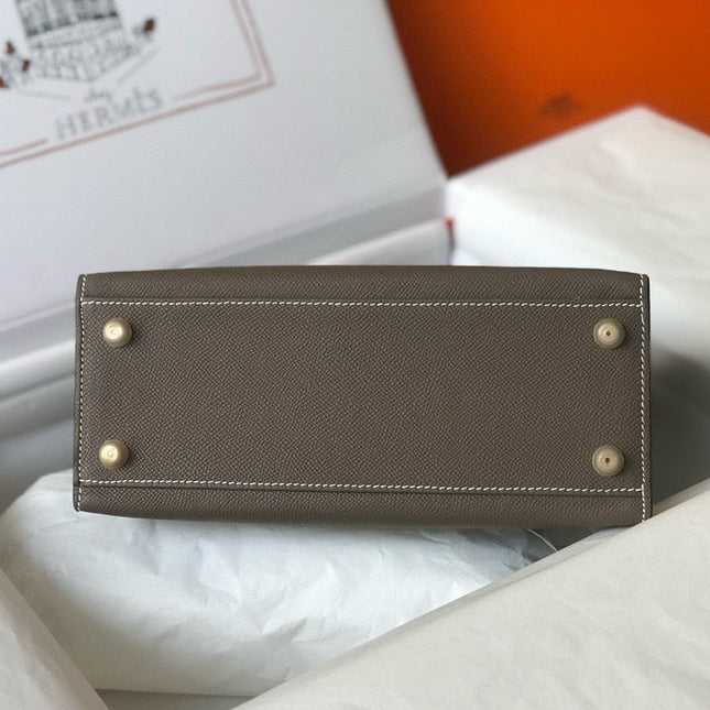HM KELLY 25 ETOUPE EPSOM LEATHER GOLD HARDWARE