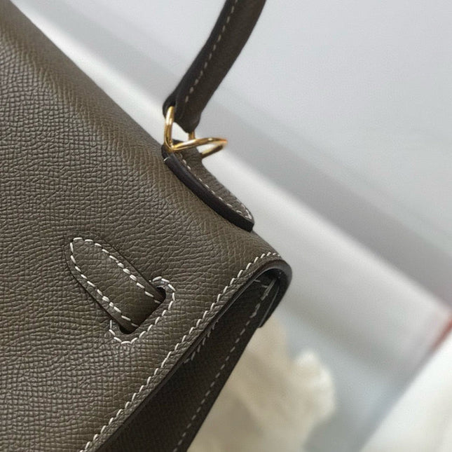 HM KELLY 25 ETOUPE EPSOM LEATHER GOLD HARDWARE